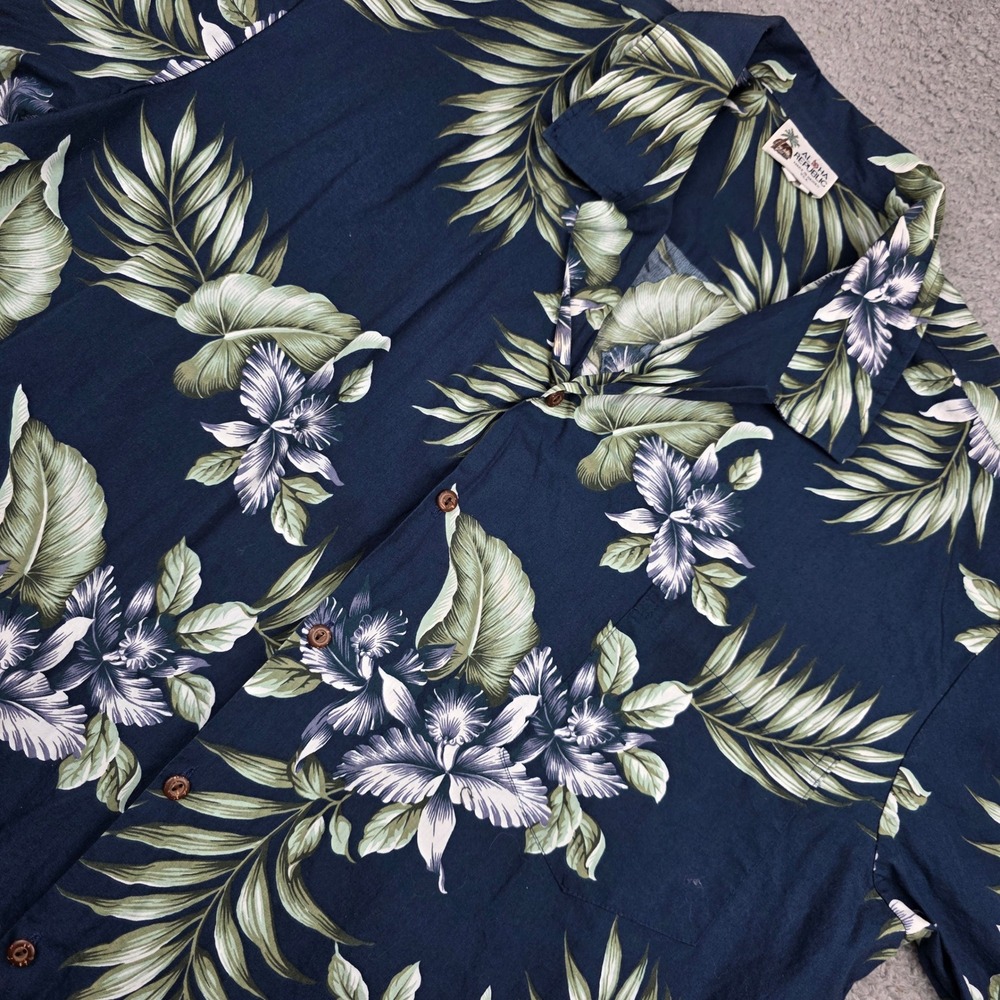 Aloha Republic Hawaiian Shirt Mens 4XL Navy Blue Vintage Floral Made in USA